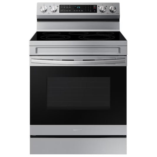 30-In Glass Top 5 Burners 6.3-Cu Ft Self & Steam Cleaning Air Fry Convection Oven Freestanding Smart Electric Range (Fingerprint Resistant Stainless Steel)