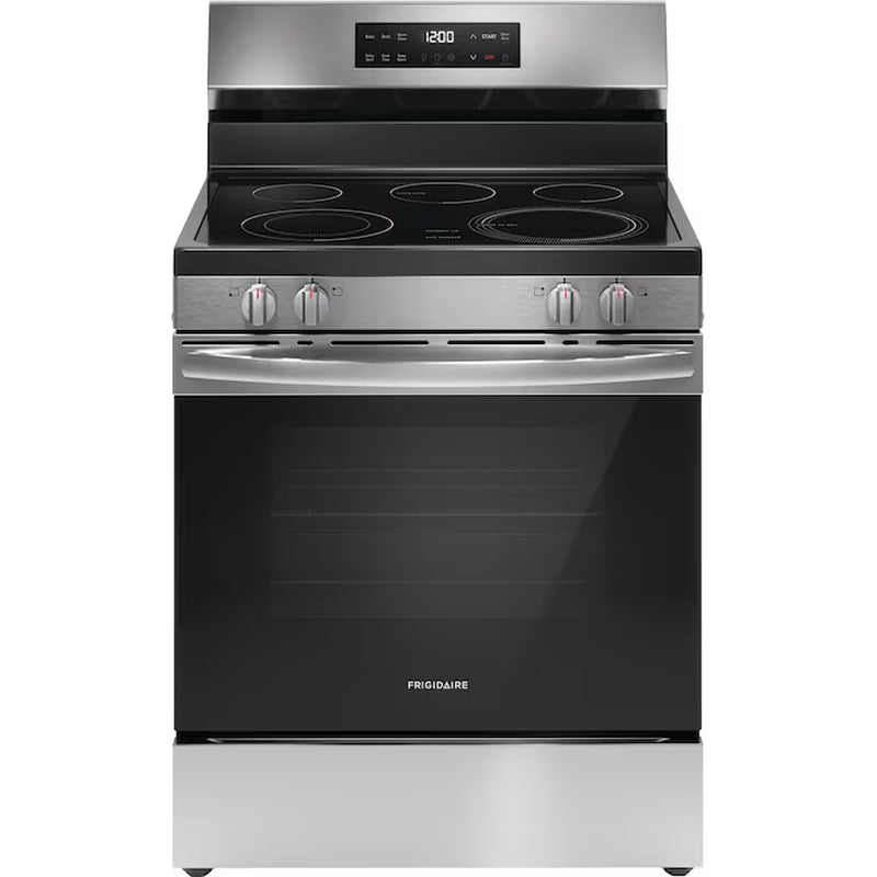 30-In Glass Top 5 Burners 5.3-Cu Ft Steam Cleaning Freestanding Electric Range (Fingerprint Resistant Stainless Steel)