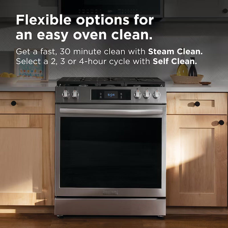 30-In Glass Top 5 Burners 5.3-Cu Ft Steam Cleaning Freestanding Electric Range (Fingerprint Resistant Stainless Steel)