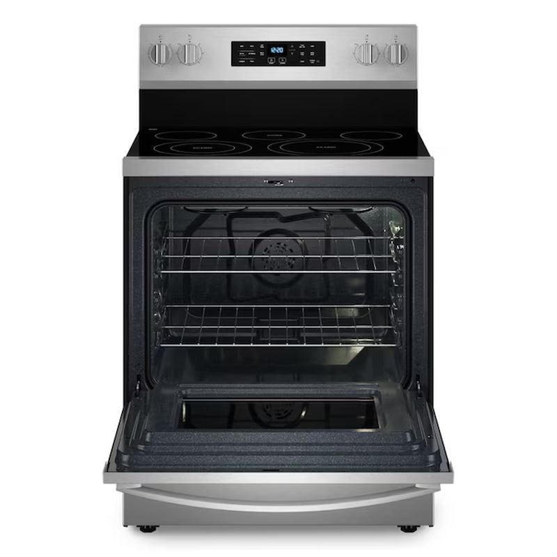 Air Cooking Technology 30-In Glass Top 5 Burners 5.3-Cu Ft Self-Cleaning Air Fry Convection Oven Freestanding Electric Range (Fingerprint Resistant Stainless Steel)