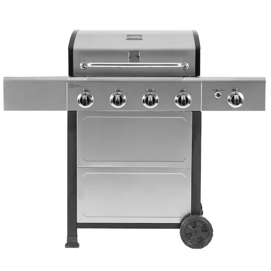 Stainless Steel 4-Burner Liquid Propane Gas Grill with 1 Side Burner