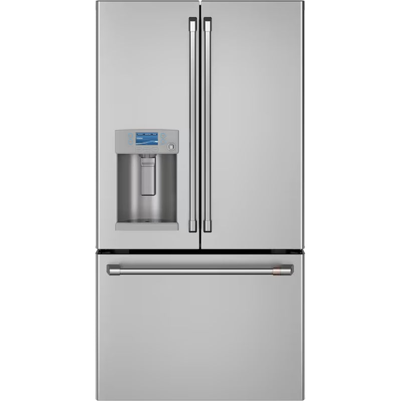 Counter-Depth 22.2-Cu. Feet 3 -Door Smart Compatible French Door Refrigerator with Ice Maker with Water and Ice Dispenser ( Matte Black ) ENERGY STAR Certified