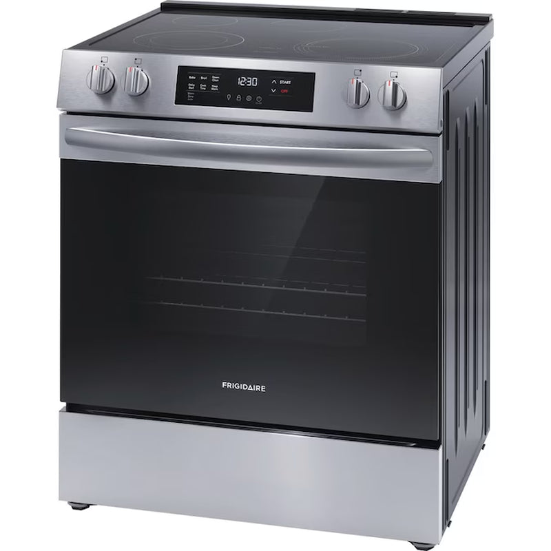 30-In Glass Top 5 Burners 5.3-Cu Ft Steam Cleaning Slide-In Electric Range (Stainless Steel)