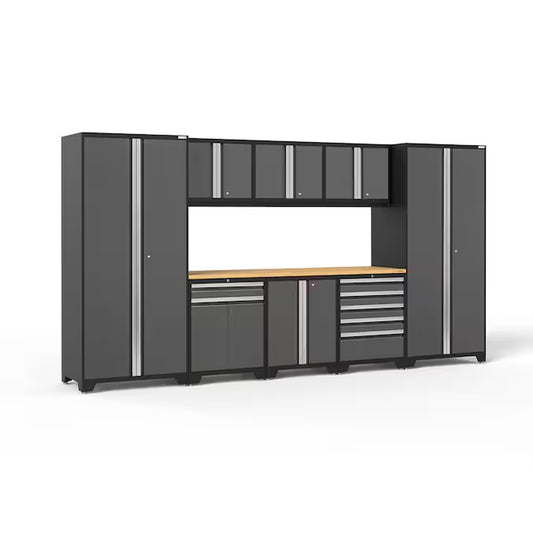 156.0-Inches W X 84.75-Inches H 8 -Cabinets Steel Charcoal Gray Garage Storage System