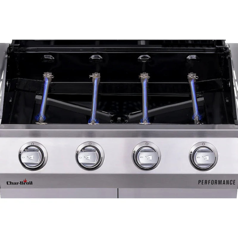 Performance Series Silver 4-Burner Liquid Propane Gas Grill with 1 Side Burner