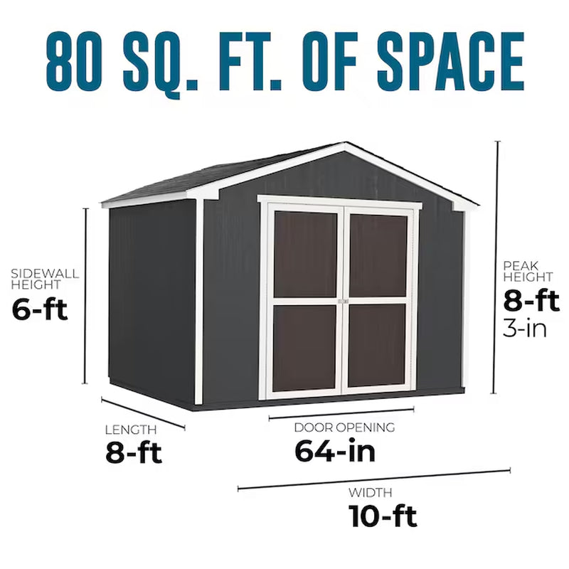 Monterra Value Gable 10-Ft X 8-Ft Gable Style Wood Outdoor Storage Shed with Doors