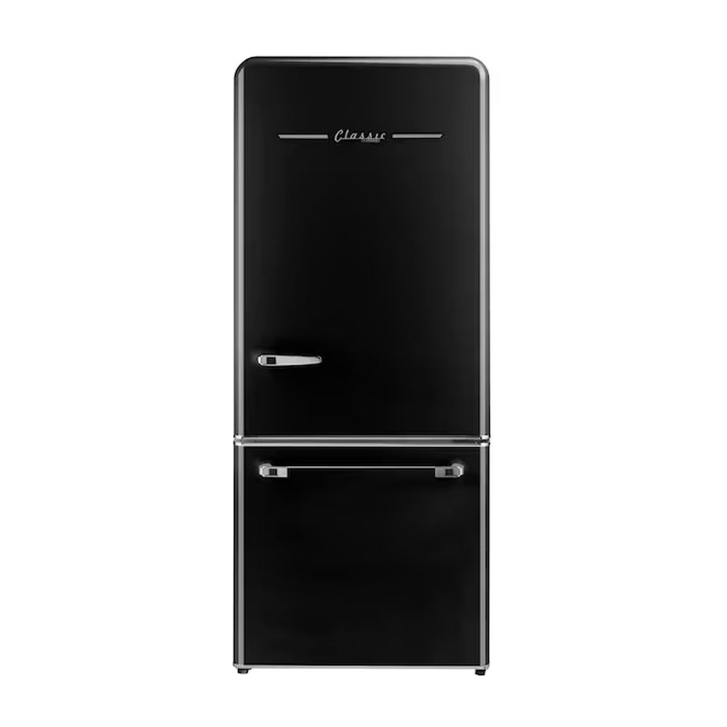 Classic Retro 17.7-Cu. Feet Counter-Depth Bottom-Freezer Refrigerator with Ice Maker ( Midnight Black ) ENERGY STAR Certified