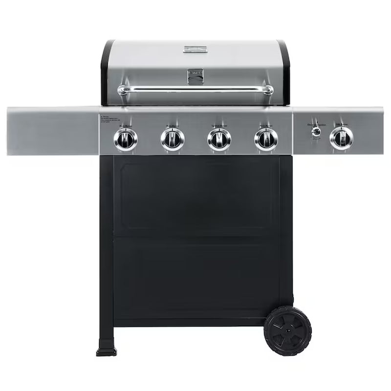 Stainless Steel 4-Burner Liquid Propane Gas Grill with 1 Side Burner