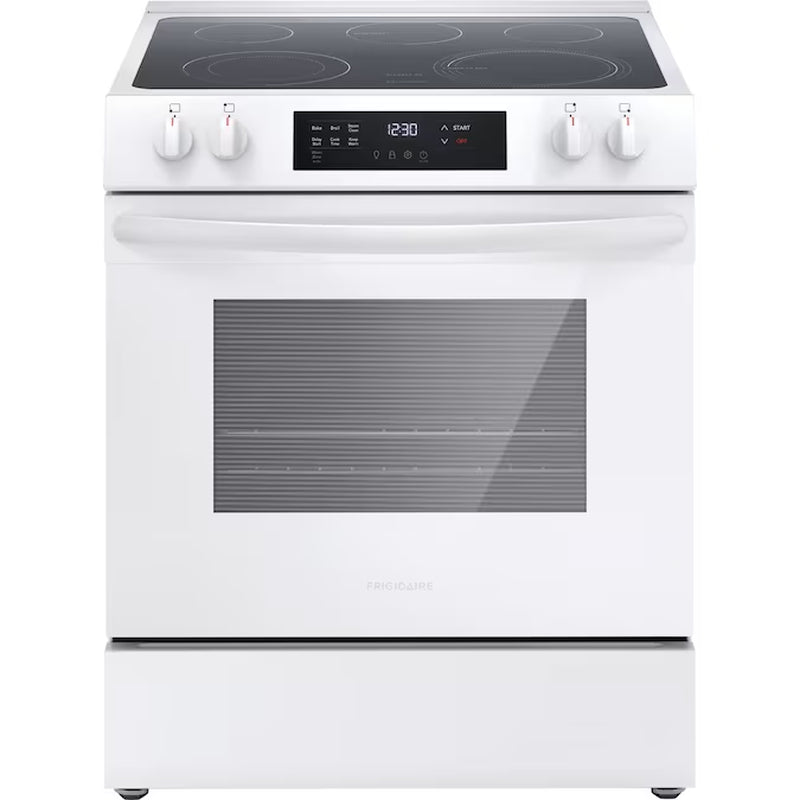 30-In Glass Top 5 Burners 5.3-Cu Ft Steam Cleaning Slide-In Electric Range (Stainless Steel)