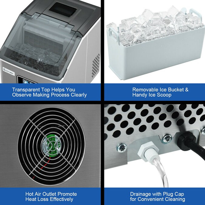 Costway 48-Lbs. Ice per Day Freestanding Cubed Ice Maker ( Sliver )