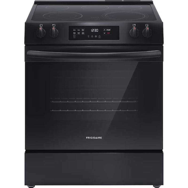 30-In Glass Top 5 Burners 5.3-Cu Ft Steam Cleaning Slide-In Electric Range (Stainless Steel)