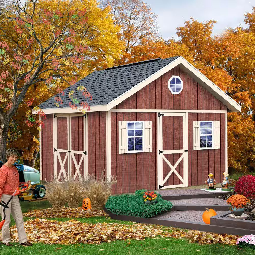 Fairview 12 Ft. X 12 Ft. Wood Storage Shed Kit with Floor Including 4 X 4 Runners