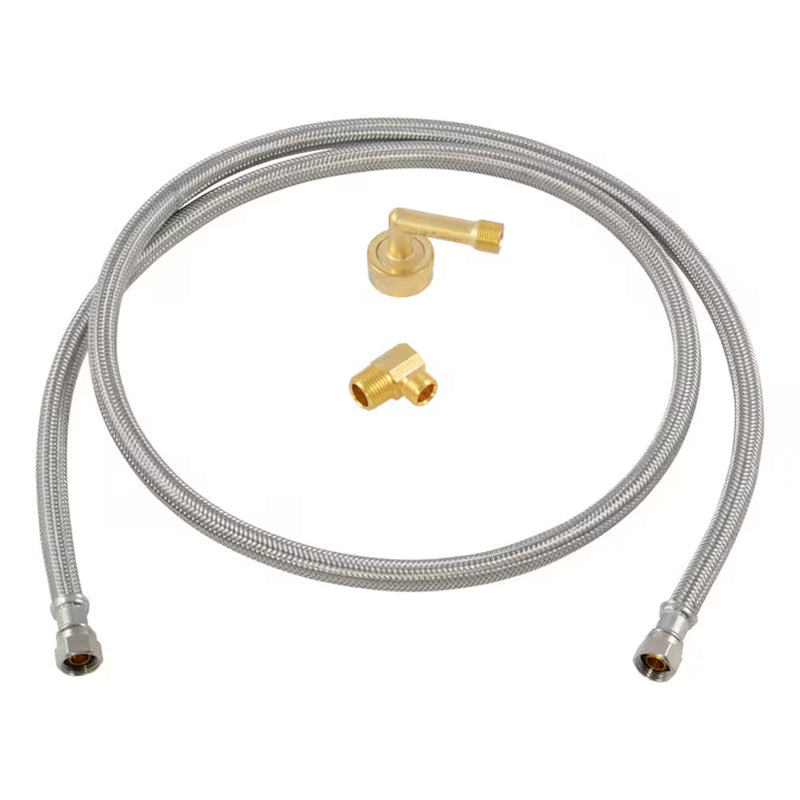 5-Ft 3/8-In Compression Inlet X 3/8-In Compression Outlet Braided Stainless Steel Dishwasher Installation Kit