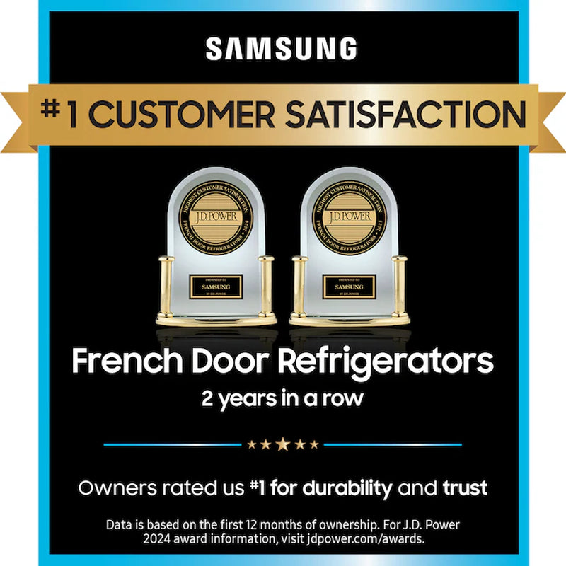 Standard-Depth Bespoke 30.1-Cu. Feet 3 -Door Smart Compatible French Door Refrigerator with Dual Ice Maker with Water Dispenser and Door within Door ( White Glass - All Panels ) ENERGY STAR Certified