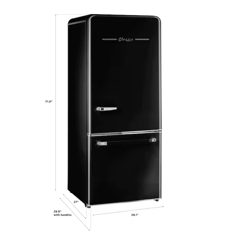 Classic Retro 17.7-Cu. Feet Counter-Depth Bottom-Freezer Refrigerator with Ice Maker ( Midnight Black ) ENERGY STAR Certified