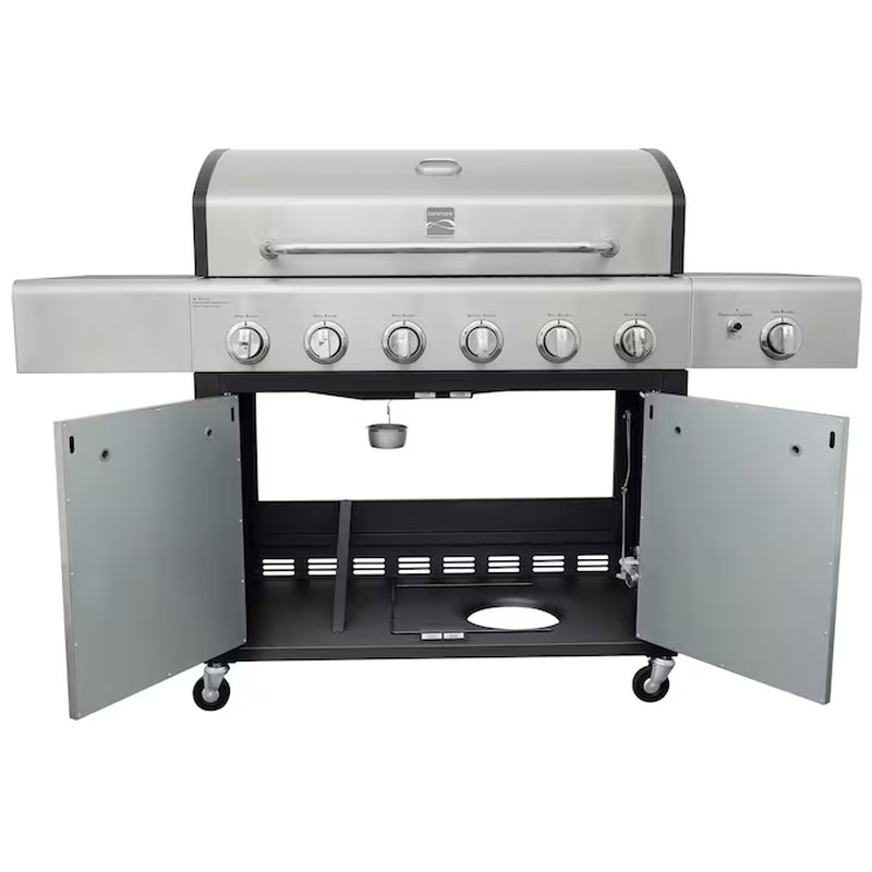 Stainless Steel 6-Burner Liquid Propane Gas Grill with 1 Side Burner