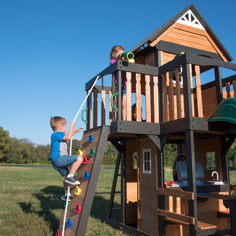 Canyon Creek Residential Wood Playset with 3 Swings and Slide Included