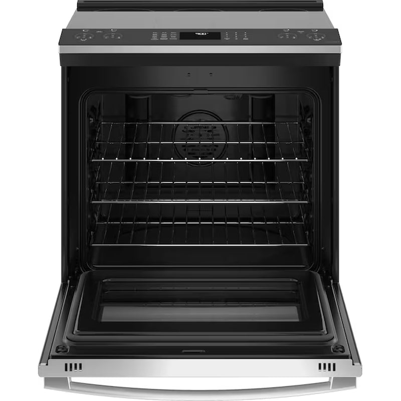 Profile 30-In Glass Top 5 Burners 5.3-Cu Ft Steam Cleaning Air Fry Convection Oven Slide-In Smart Electric Ran (Finrprint-Resistant Stainless Steel)