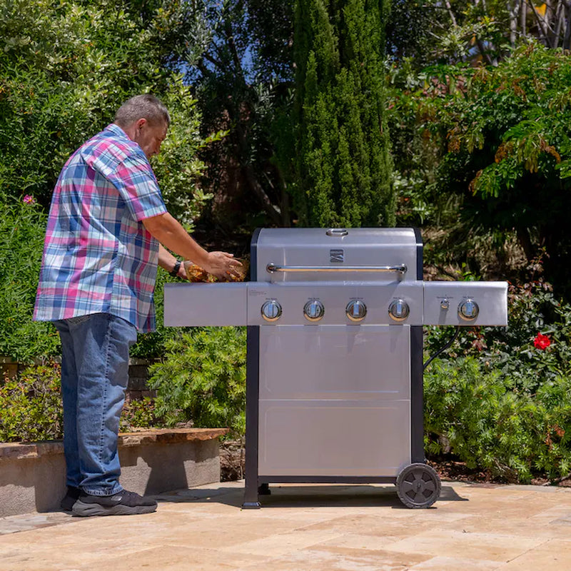 Stainless Steel 4-Burner Liquid Propane Gas Grill with 1 Side Burner