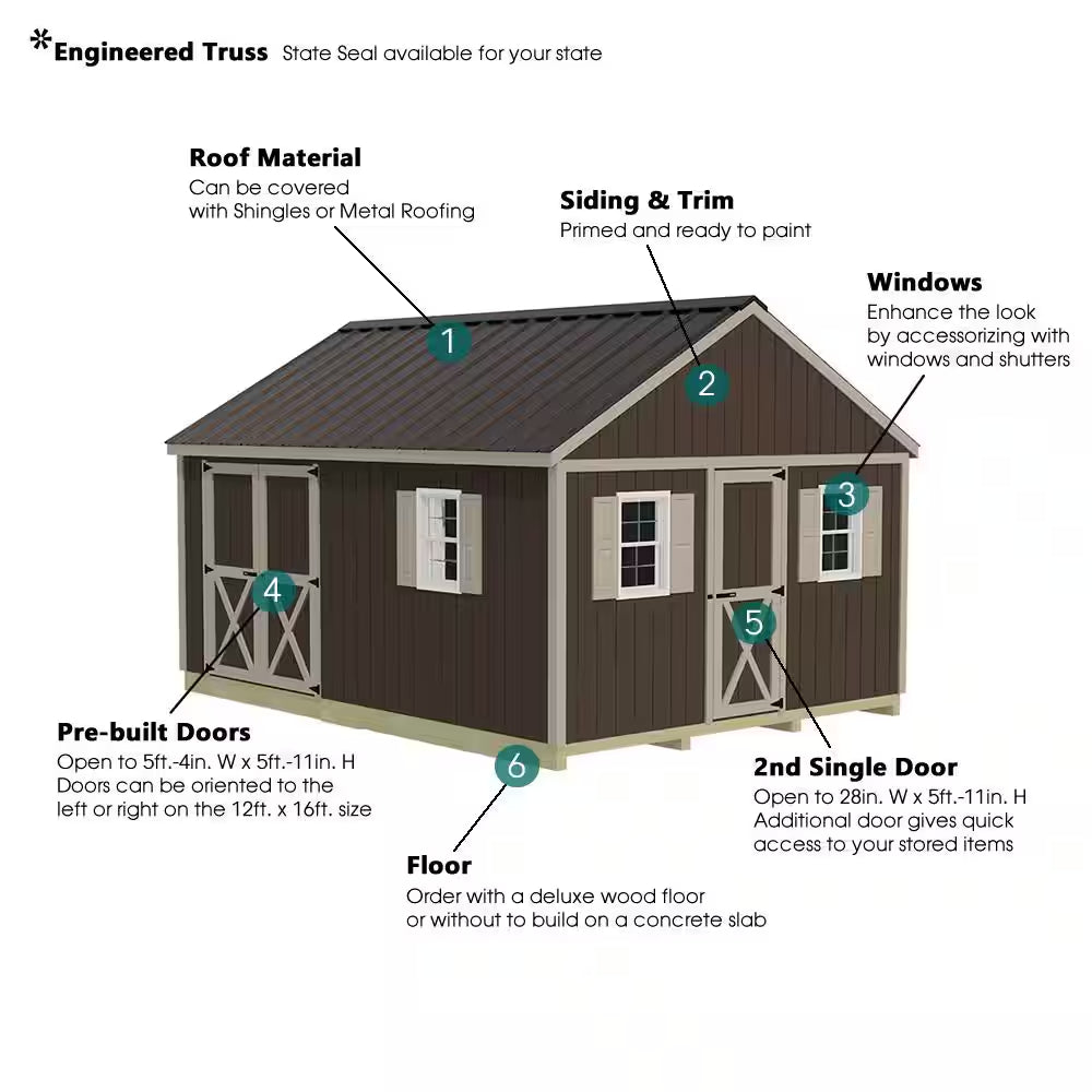 Fairview 12 Ft. X 16 Ft. Wood Storage Shed Kit