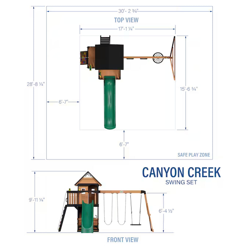 Canyon Creek Residential Wood Playset with 3 Swings and Slide Included