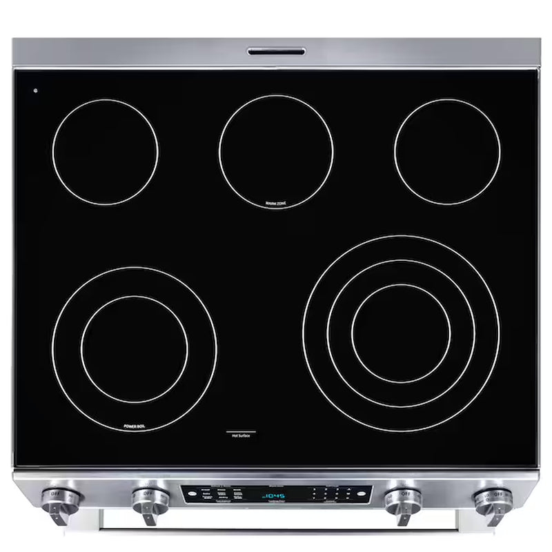 30-In Glass Top 5 Burners 5.8-Cu Ft Self & Steam Cleaning Air Fry Convection Oven Slide-In Electric Range (Stainless Steel)