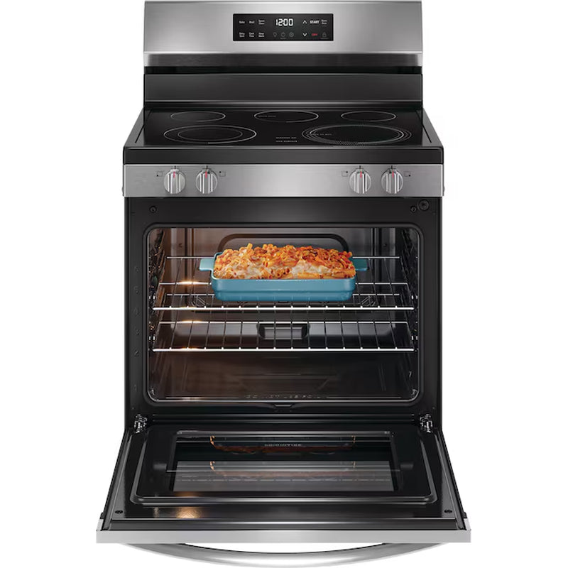 30-In Glass Top 5 Burners 5.3-Cu Ft Steam Cleaning Freestanding Electric Range (Fingerprint Resistant Stainless Steel)