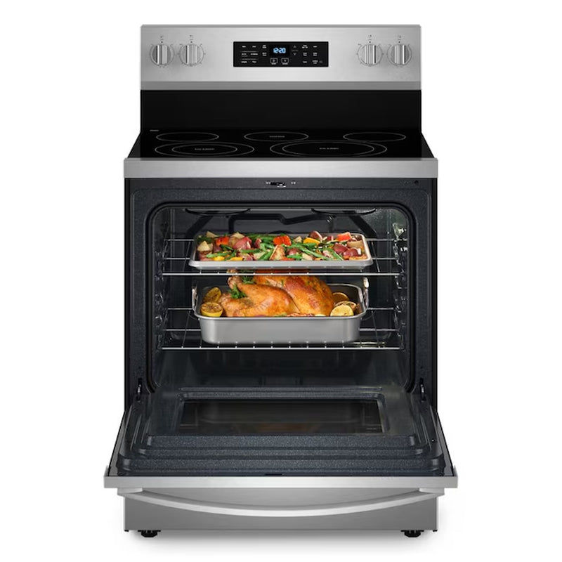 Air Cooking Technology 30-In Glass Top 5 Burners 5.3-Cu Ft Self-Cleaning Air Fry Convection Oven Freestanding Electric Range (Fingerprint Resistant Stainless Steel)