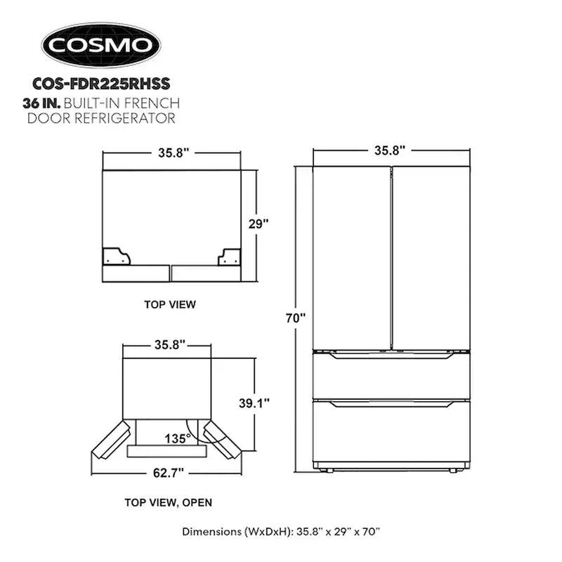 Counter-Depth 22.5-Cu. Feet 4 -Door French Door Refrigerator with Ice Maker with Ice Dispenser ( Stainless Steel ) ENERGY STAR Certified