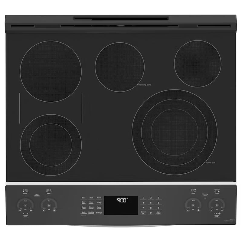 Profile 30-In Glass Top 5 Burners 5.3-Cu Ft Steam Cleaning Air Fry Convection Oven Slide-In Smart Electric Ran (Finrprint-Resistant Stainless Steel)