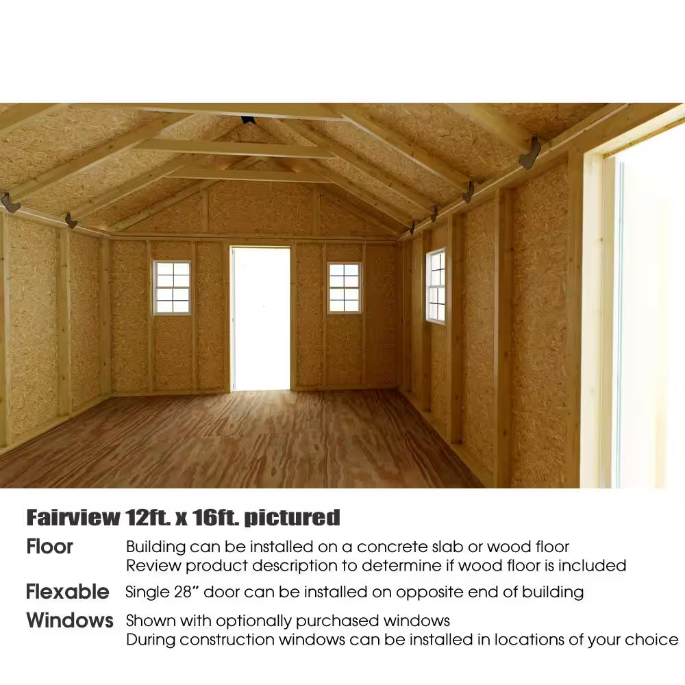 Fairview 12 Ft. X 16 Ft. Wood Storage Shed Kit