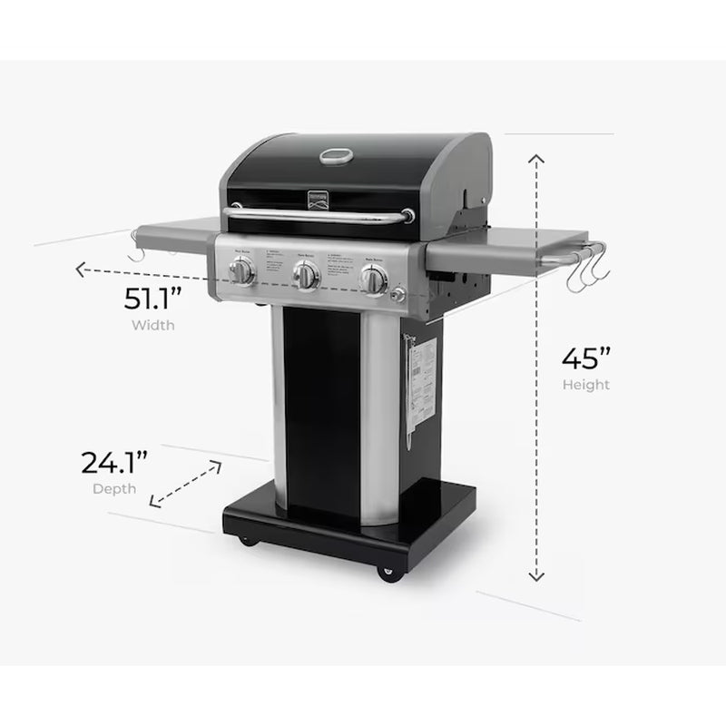 Black 3-Burner Liquid Propane Gas Grill