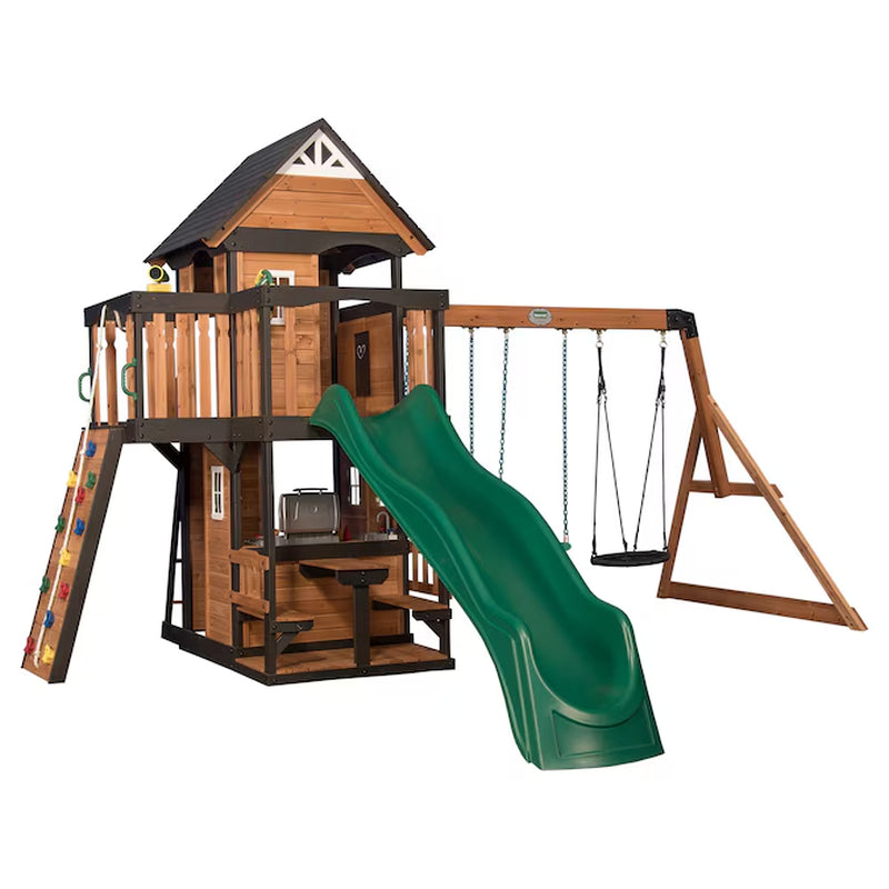 Canyon Creek Residential Wood Playset with 3 Swings and Slide Included