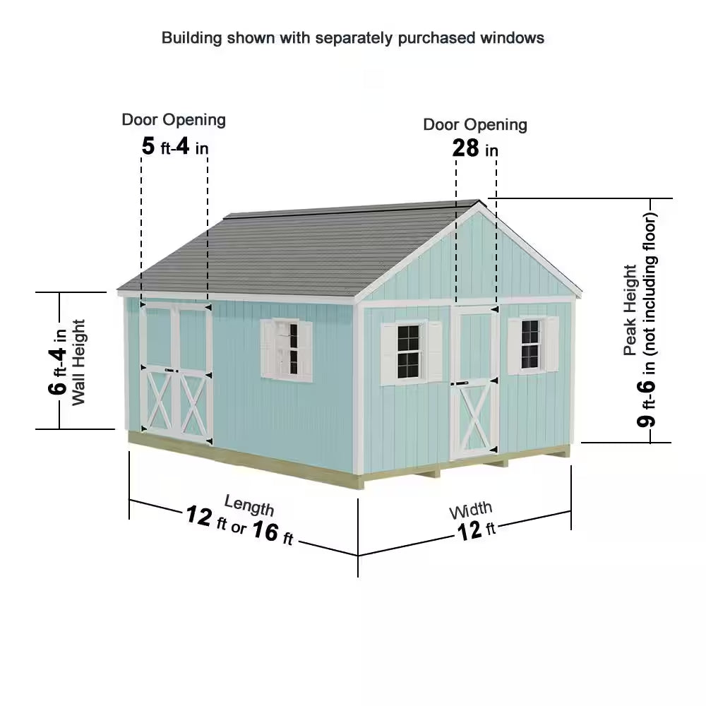 Fairview 12 Ft. X 12 Ft. Wood Storage Shed Kit with Floor Including 4 X 4 Runners