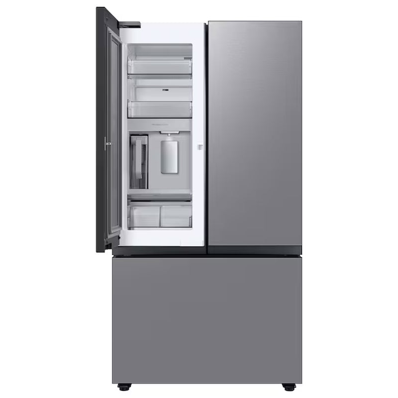 Standard-Depth Bespoke 30.1-Cu. Feet 3 -Door Smart Compatible French Door Refrigerator with Dual Ice Maker with Water Dispenser and Door within Door ( White Glass - All Panels ) ENERGY STAR Certified