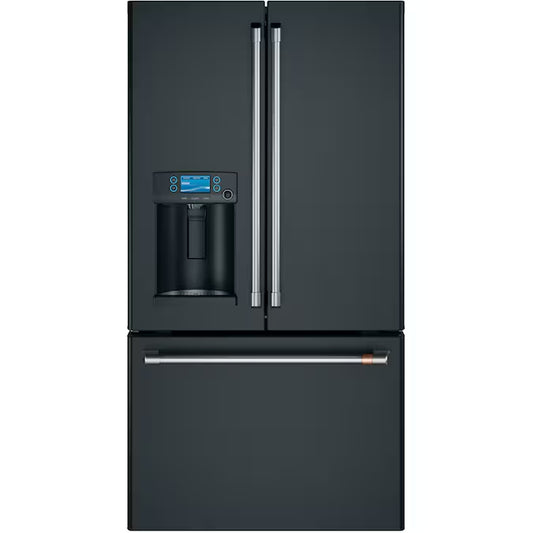 Counter-Depth 22.2-Cu. Feet 3 -Door Smart Compatible French Door Refrigerator with Ice Maker with Water and Ice Dispenser ( Matte Black ) ENERGY STAR Certified