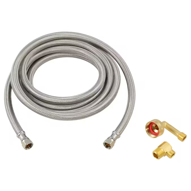 5-Ft 3/8-In Compression Inlet X 3/8-In Compression Outlet Braided Stainless Steel Dishwasher Installation Kit