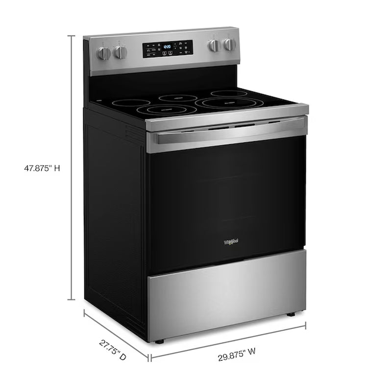 Air Cooking Technology 30-In Glass Top 5 Burners 5.3-Cu Ft Self-Cleaning Air Fry Convection Oven Freestanding Electric Range (Fingerprint Resistant Stainless Steel)