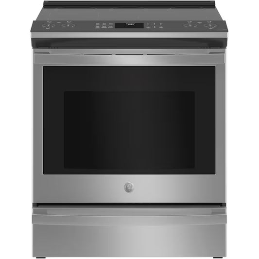 Profile 30-In Glass Top 5 Burners 5.3-Cu Ft Steam Cleaning Air Fry Convection Oven Slide-In Smart Electric Ran (Finrprint-Resistant Stainless Steel)