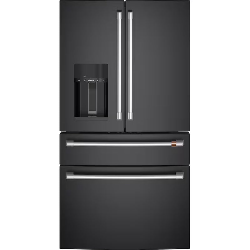 Counter-Depth 22.3-Cu. Feet 4 -Door Smart Compatible French Door Refrigerator with Ice Maker with Water and Ice Dispenser ( Matte Black ) ENERGY STAR Certified