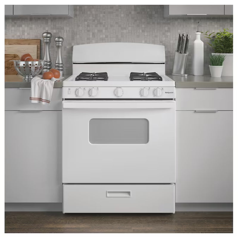 30-In 4 Burners 4.8-Cu Ft Freestanding Natural Gas Range (White)