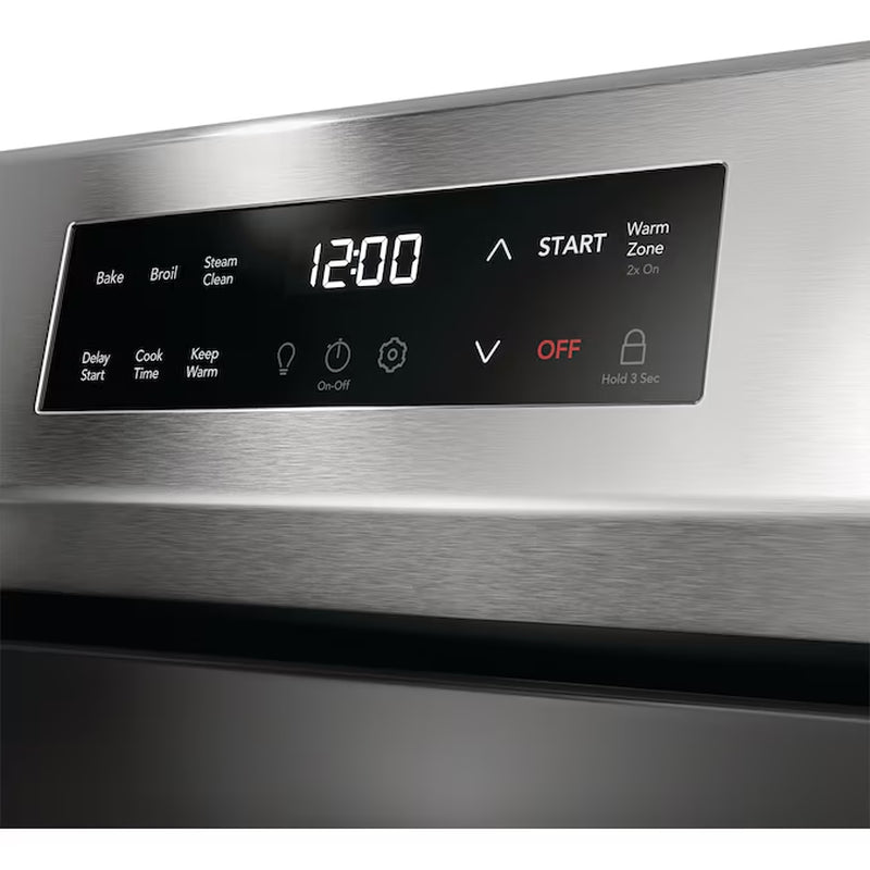 30-In Glass Top 5 Burners 5.3-Cu Ft Steam Cleaning Freestanding Electric Range (Fingerprint Resistant Stainless Steel)