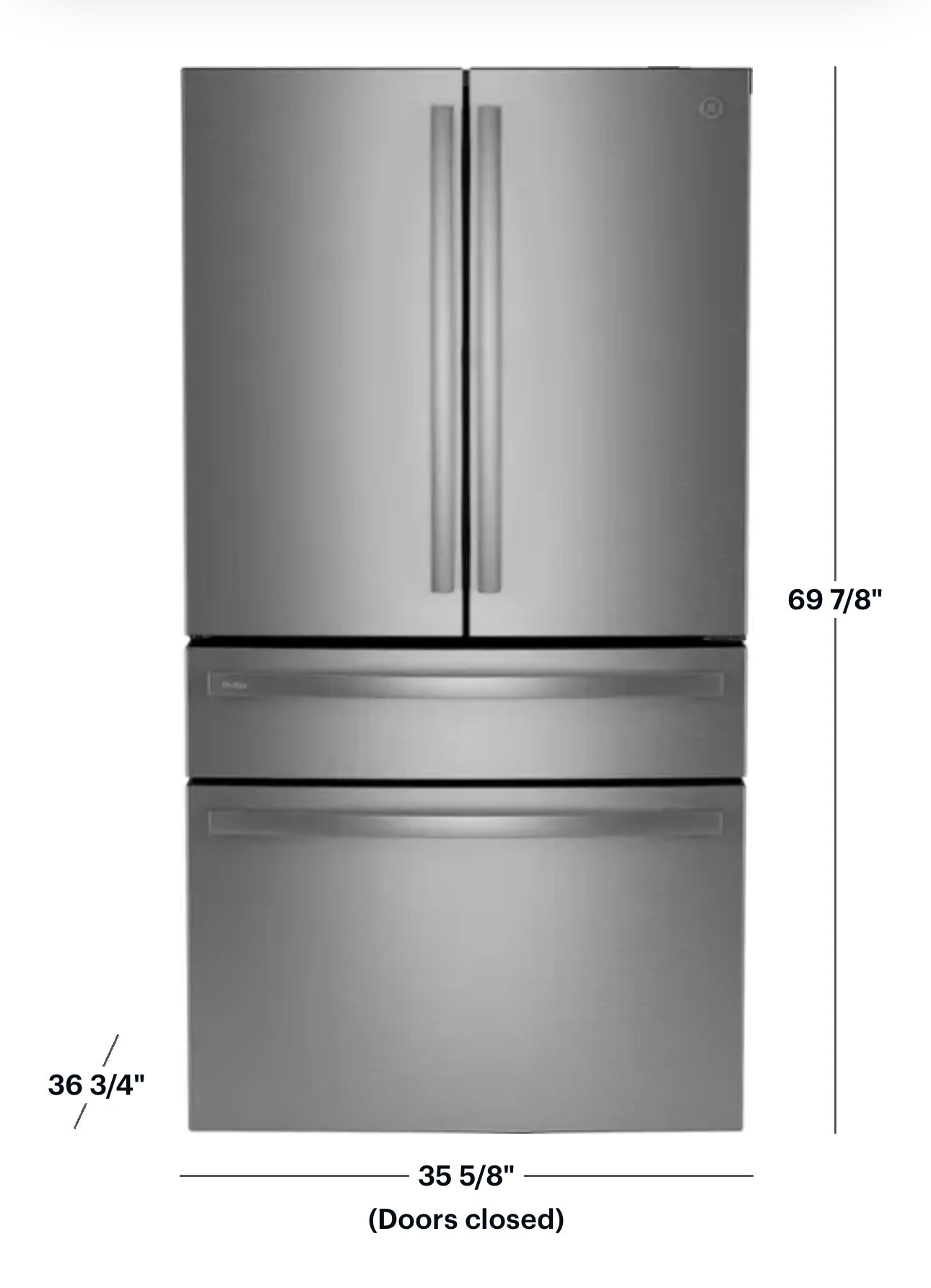 Profile Standard-Depth 28.7-Cu. Feet 4 -Door Smart Compatible French Door Refrirator with Ice Maker with Water Dispenser ( Finrprint-Resistant Stainless Steel ) ENERGY STAR Certified