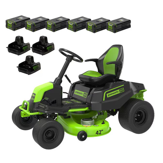 Crossover Tractor 42-Inches 80-Volt Lithium Ion Electric Riding Lawn Mower with ( 6 ) 5 Ah Batteries ( Charger Included )