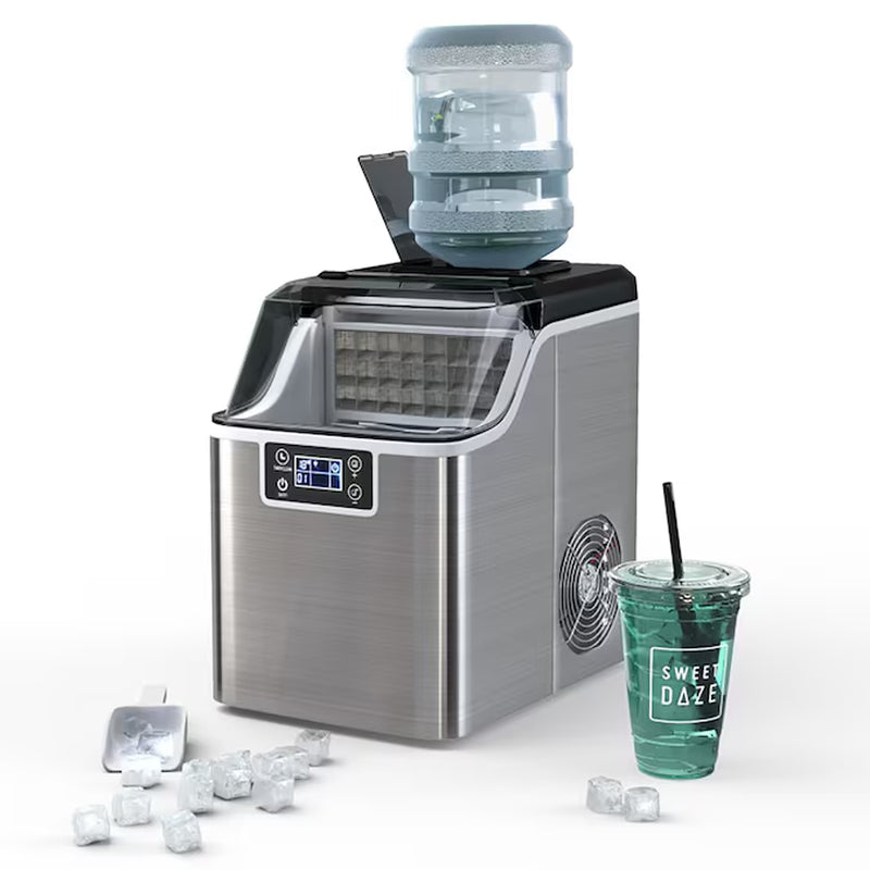 Electric Countertop Ice Maker 40-Lbs. Ice per Day Countertop or Portable Cubed Ice Maker ( Silver )