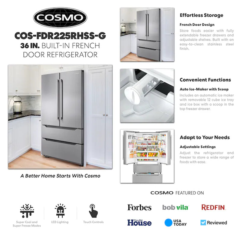 Counter-Depth 22.5-Cu. Feet 4 -Door French Door Refrigerator with Ice Maker with Ice Dispenser ( Stainless Steel ) ENERGY STAR Certified