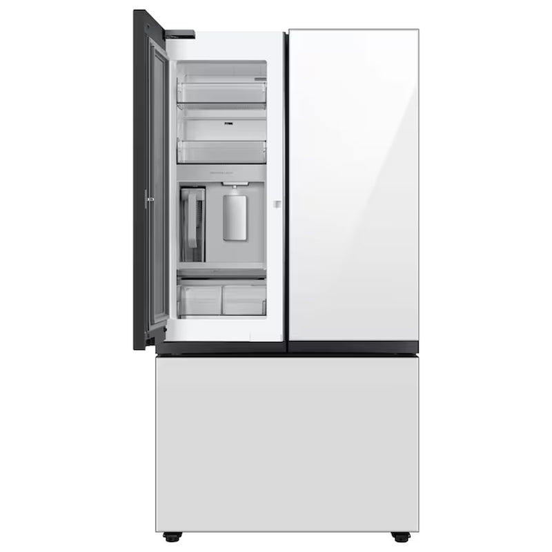 Standard-Depth Bespoke 30.1-Cu. Feet 3 -Door Smart Compatible French Door Refrigerator with Dual Ice Maker with Water Dispenser and Door within Door ( White Glass - All Panels ) ENERGY STAR Certified