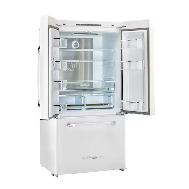 Classic Retro Counter-Depth 21.4-Cu. Feet 3 -Door French Door Refrigerator with Ice Maker with Ice Dispenser ( Marshmallow White ) ENERGY STAR Certified