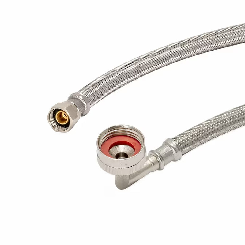 8-Ft 3/8-In Compression Inlet X 3/4-In Hose Thread Outlet Braided Stainless Steel Dishwasher Connector