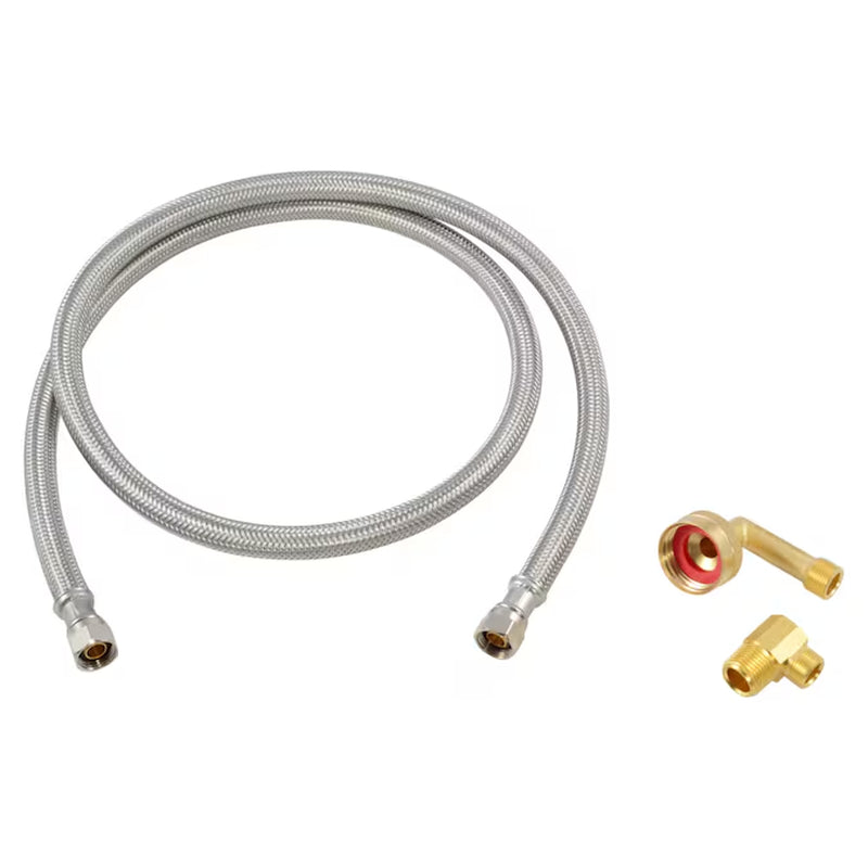 5-Ft 3/8-In Compression Inlet X 3/8-In Compression Outlet Braided Stainless Steel Dishwasher Installation Kit